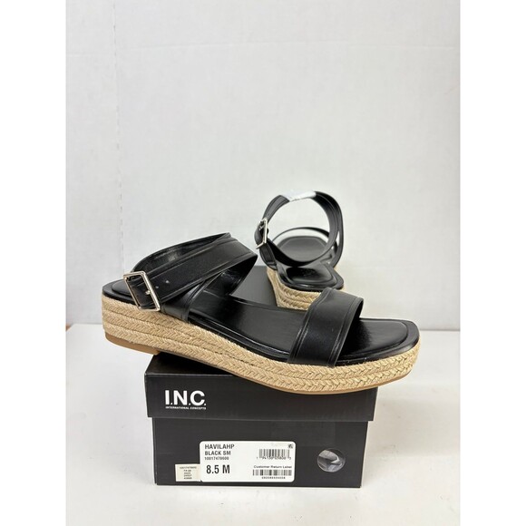 INC Womens Havilah Black Espadrille Criss-Cross Platform Sandals Ankle Size 8.5M - Picture 1 of 6